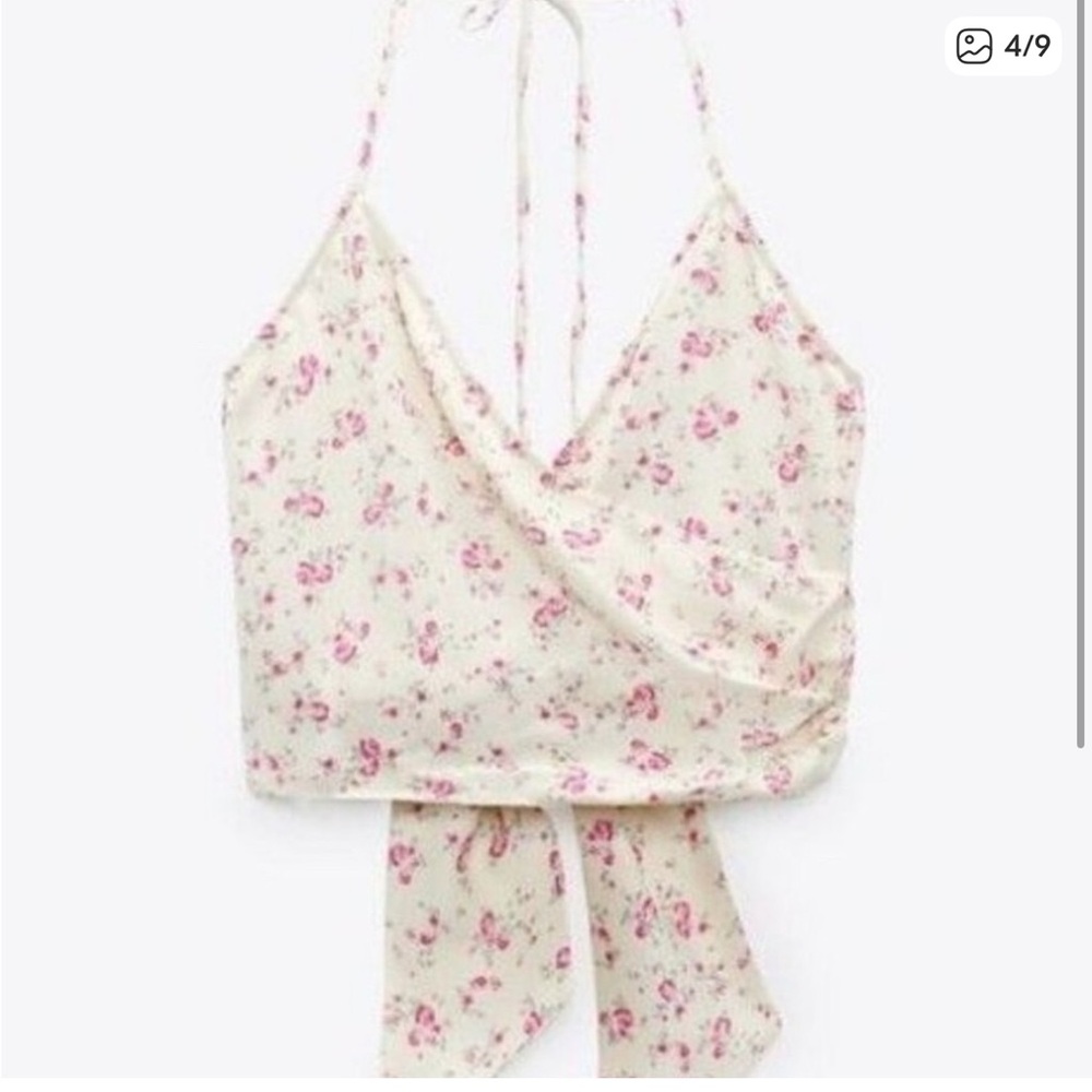 Zara Pink Floral Wrap Crop Top